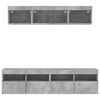 vidaXL Mobili TV a Muro con LED 5pz Grigio Cemento Legno Multistrato