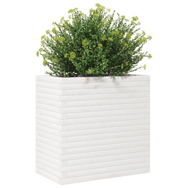 vidaXL Fioriera da Giardino Bianca 70x40x68,5cm Legno Massello di Pino