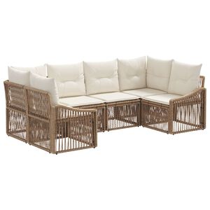 vidaXL Set Divano da Giardino 6 pz 6-Numero di posti Beige polyrattan