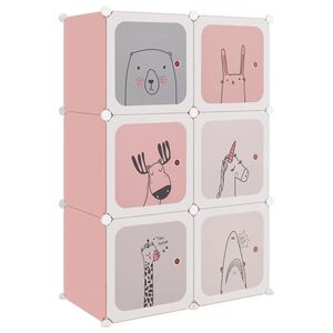 vidaXL Scaffale Portaoggetti per Bambini con 6 Cubi Rosa in PP