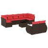 vidaXL Set Divani da Giardino 10 pz con Cuscini Marrone in Polyrattan