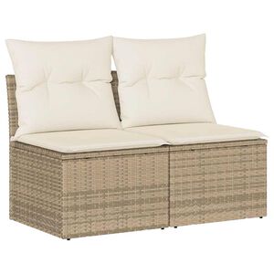 vidaXL Set Divano da Giardino 2 pz con Cuscini Beige Polyrattan Acacia