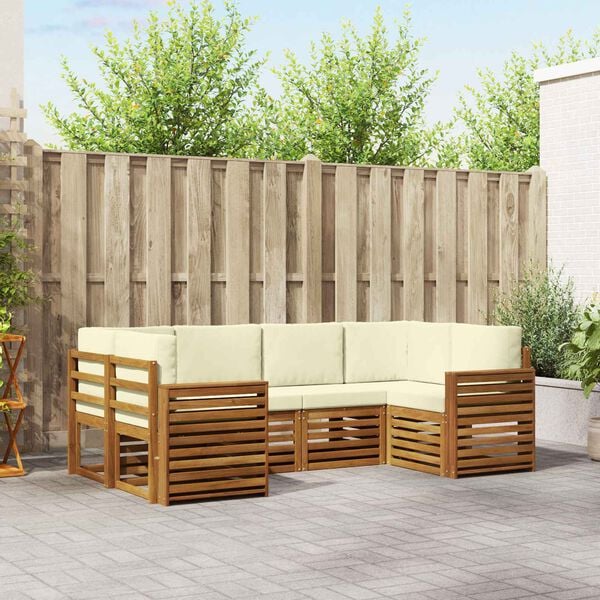 vidaXL Set divano sezionale con cuscino 6 pcs Naturale e Crema