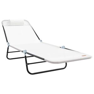 vidaXL Lettino prendisole pieghevole Crema 182 x 55 x 85,5 cm