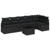vidaXL Set Divano da Giardino con cuscino 7 pcs Nero polyrattan