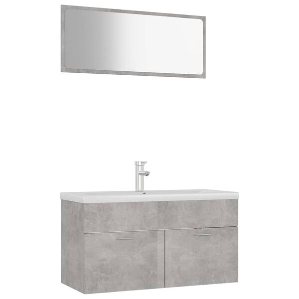 vidaXL Set Mobili da Bagno Grigio Cemento in Truciolato