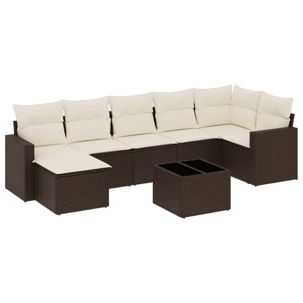 vidaXL Set Divani da Giardino 8 pz con Cuscini Marrone in Polyrattan