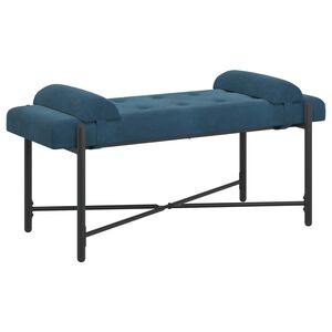 vidaXL Panchina con bottoni e cuscini Blu 110 x 40 x 46 cm Velluto