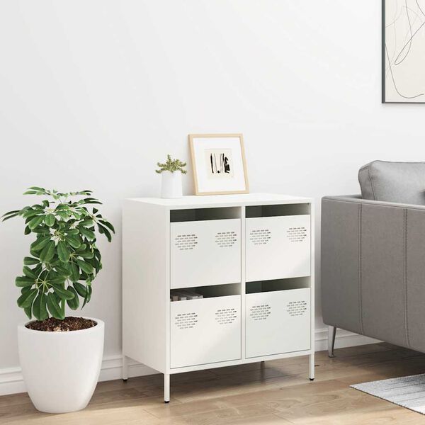 vidaXL Credenza Bianca 68x39x73,5 cm in Acciaio Laminato a Freddo