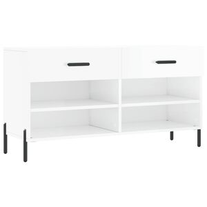 vidaXL Panca Porta Scarpe Bianco Lucido 102x35x55 cm Legno Multistrato