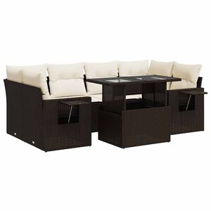 vidaXL Set Divani da Giardino 7 pz con Cuscini Marrone in Polyrattan