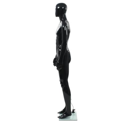 vidaXL Manichino Uomo Figura Intera Base in Vetro 185 cm Nero Lucido
