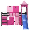 vidaXL Letto a Soppalco con Torre Bambini Rosa 90x200cm Massello Pino