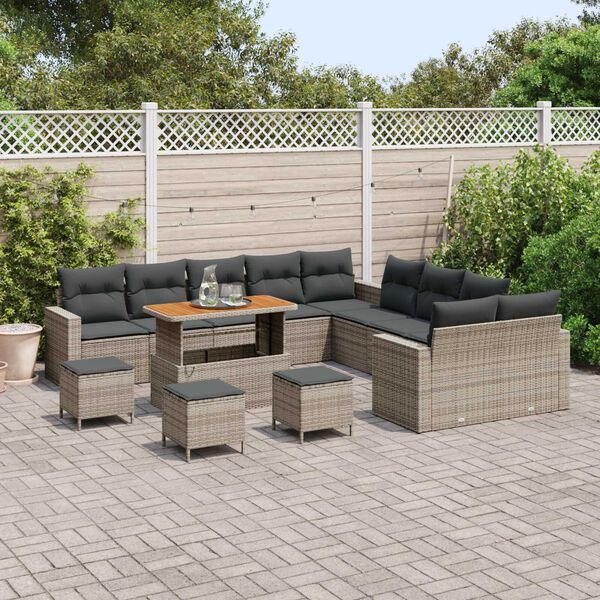vidaXL Set Divano da Giardino 14 pcs Grigio polyrattan