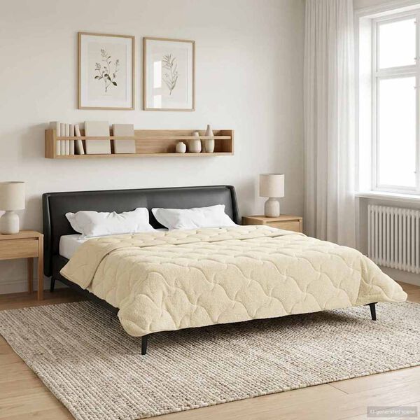 vidaXL Duvet Estivo Crema 200 x 220 cm Microfibra e Fleece Teddy