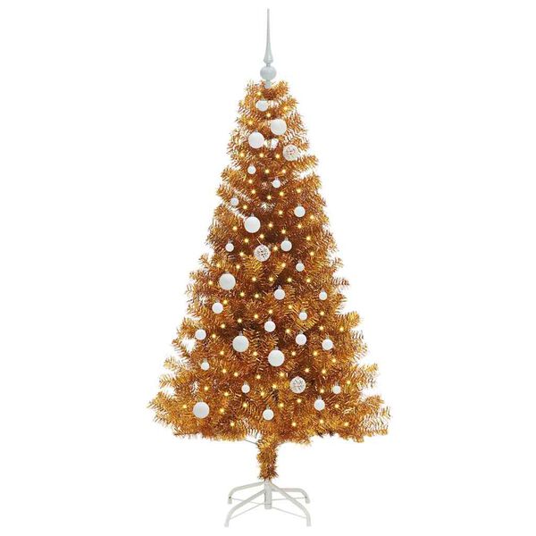 vidaXL Albero di Natale con 150 LED con supporto Oro 150 cm PET