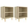 vidaXL Comodini Gambe in Legno Massello 2pz Rovere Sonoma 40x30x50cm