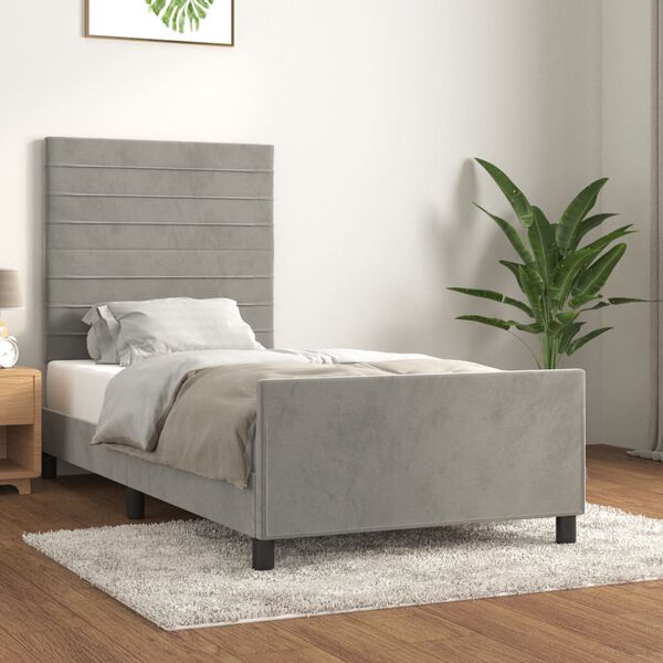 vidaXL Giroletto senza Materasso Grigio Chiaro 100x200 cm Velluto