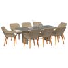 vidaXL Set da Pranzo per Giardino con cuscino 9 pcs Beige polyrattan