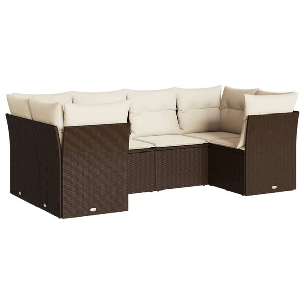 vidaXL Set Divano da Giardino 6 pz con Cuscini Marrone in Polyrattan