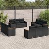 vidaXL Set Divani da Giardino 12 pz con Cuscini Nero in Polyrattan