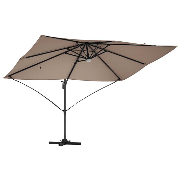 vidaXL Parasol Roma a braccio Tortora e Nero 352 x 251 x 265 cm