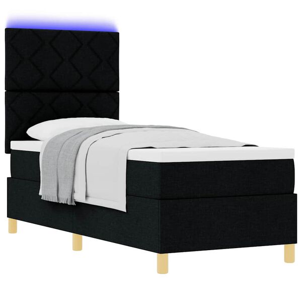 vidaXL Letto a molle con materasso Nero 80 x 200 cm Tessuto