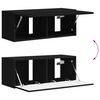vidaXL Set mobile TV Montaggio a parete 3 pcs Nero Legno multistrato