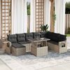 vidaXL Set Divano da Giardino 9pz con Cuscini Grigio Chiaro Polyrattan
