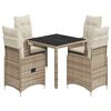 vidaXL Set da Bistr&ograve; da Giardino 5 pz con Cuscini Beige in Polyrattan