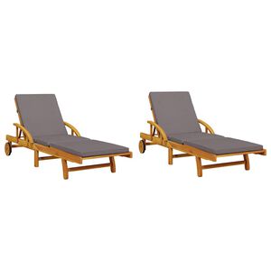 vidaXL Lettini 2 pz con Cuscini 200x68x83 cm Legno Massello di Acacia