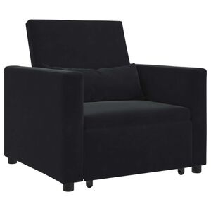 vidaXL Divano letto estraibile singolo con ruote Nero Velluto