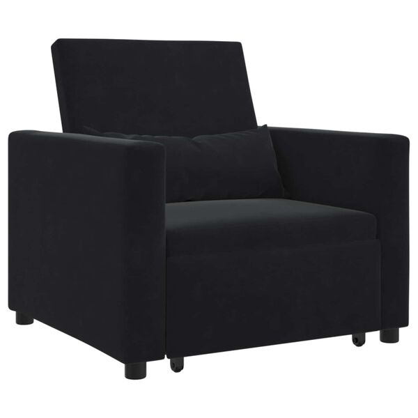 vidaXL Divano Letto Singolo con ruote Nero 90 x 165 x 87 cm Velluto