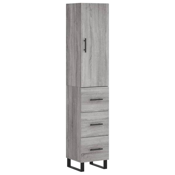 vidaXL Credenza Grigio Sonoma 34,5x34x180 cm in Legno Multistrato
