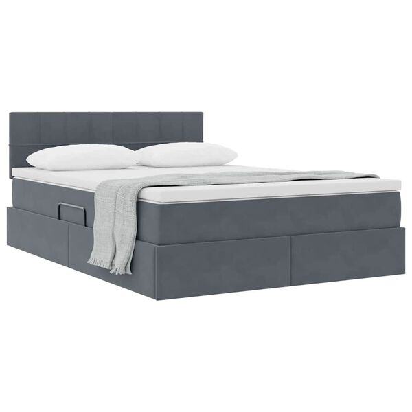 vidaXL Letto con Contenitore Grigio scuro 140 x 200 cm Velluto