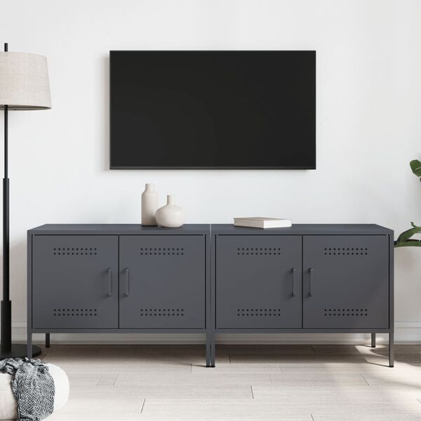 vidaXL Mobili TV 2pz Antracite 68x39x50,5 cm in Acciaio