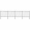 vidaXL Recinzione da Giardino con Parte Superiore ad Anello in Acciaio 714,5x150 cm Nero
