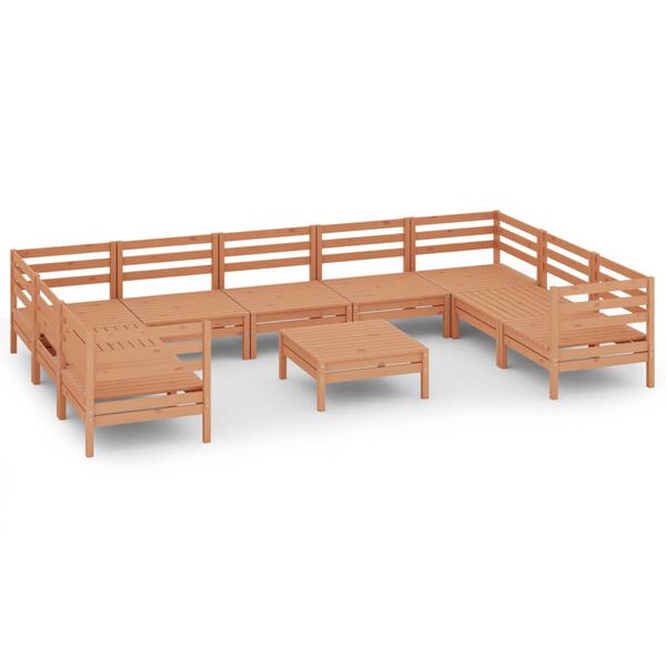 vidaXL Set Salotto da Giardino 10 pz in Legno Massello di Pino ambra