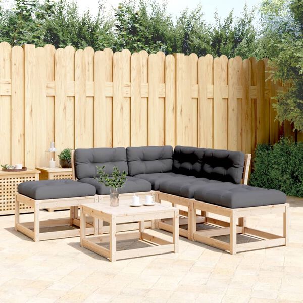 vidaXL Set Divani Giardino 5 pz con Cuscini in Legno Massello di Pino