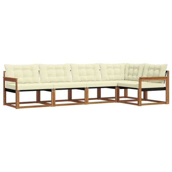 vidaXL Set di divani da esterno con cuscino 5 pcs Naturale e Crema