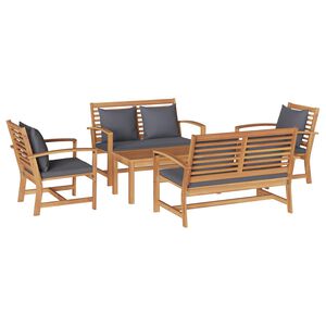 vidaXL Set Divano da Giardino 5 pcs Naturale Legno di teak solido