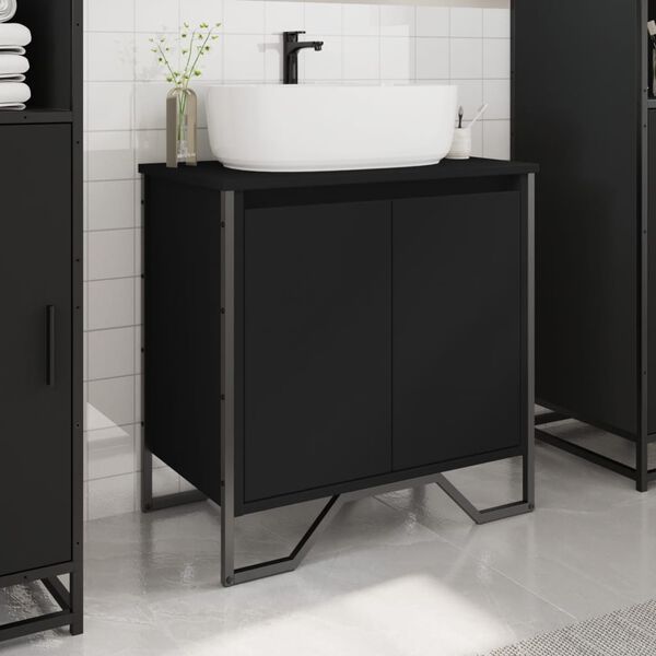 vidaXL Mobile Lavabo Bagno Nero 60x35x60 cm in Truciolato