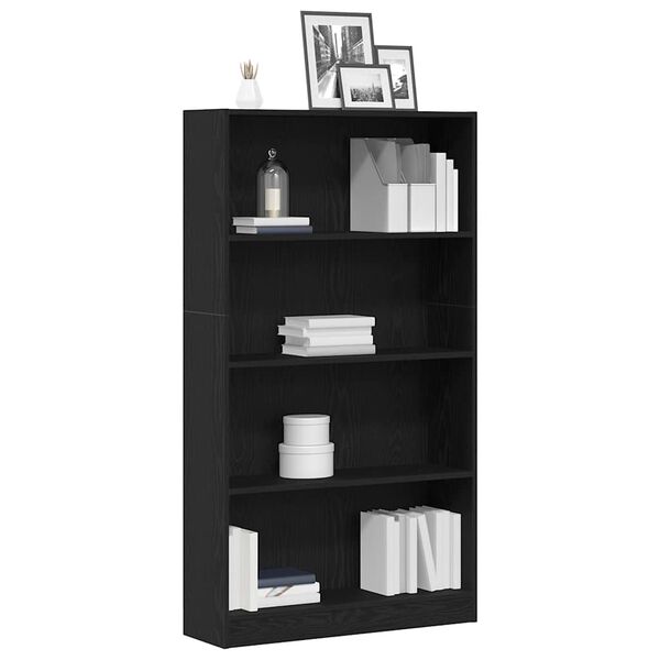 vidaXL Libreria a 4 Ripiani Rovere Nero 80x24x143 cm in Truciolato