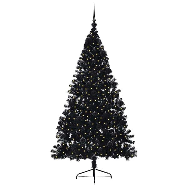vidaXL Albero di Natale artificiale con luci integrate Nero 210 cm PVC