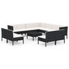 vidaXL Set Divani da Giardino 12 pz con Cuscini in Polyrattan Nero