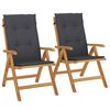 vidaXL Sedie da Giardino Reclinabili con Cuscini 2 pz in Legno di Teak