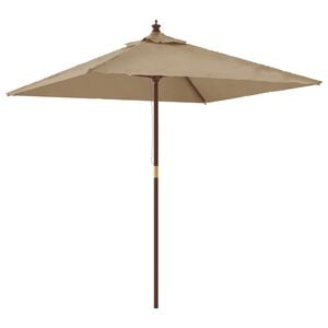 vidaXL Ombrellone da Giardino con Palo in Legno Tortora 198x198x231 cm