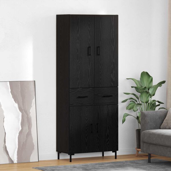 vidaXL Credenza Rovere Nero 69,5 x 34 x 180 cm Legno multistrato