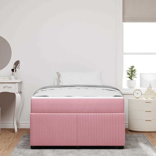 vidaXL Struttura letto con materasso Rosa 120 x 200 cm Velluto