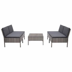 vidaXL Set Divani da Giardino 5 pz con Cuscini in Polyrattan Grigio
